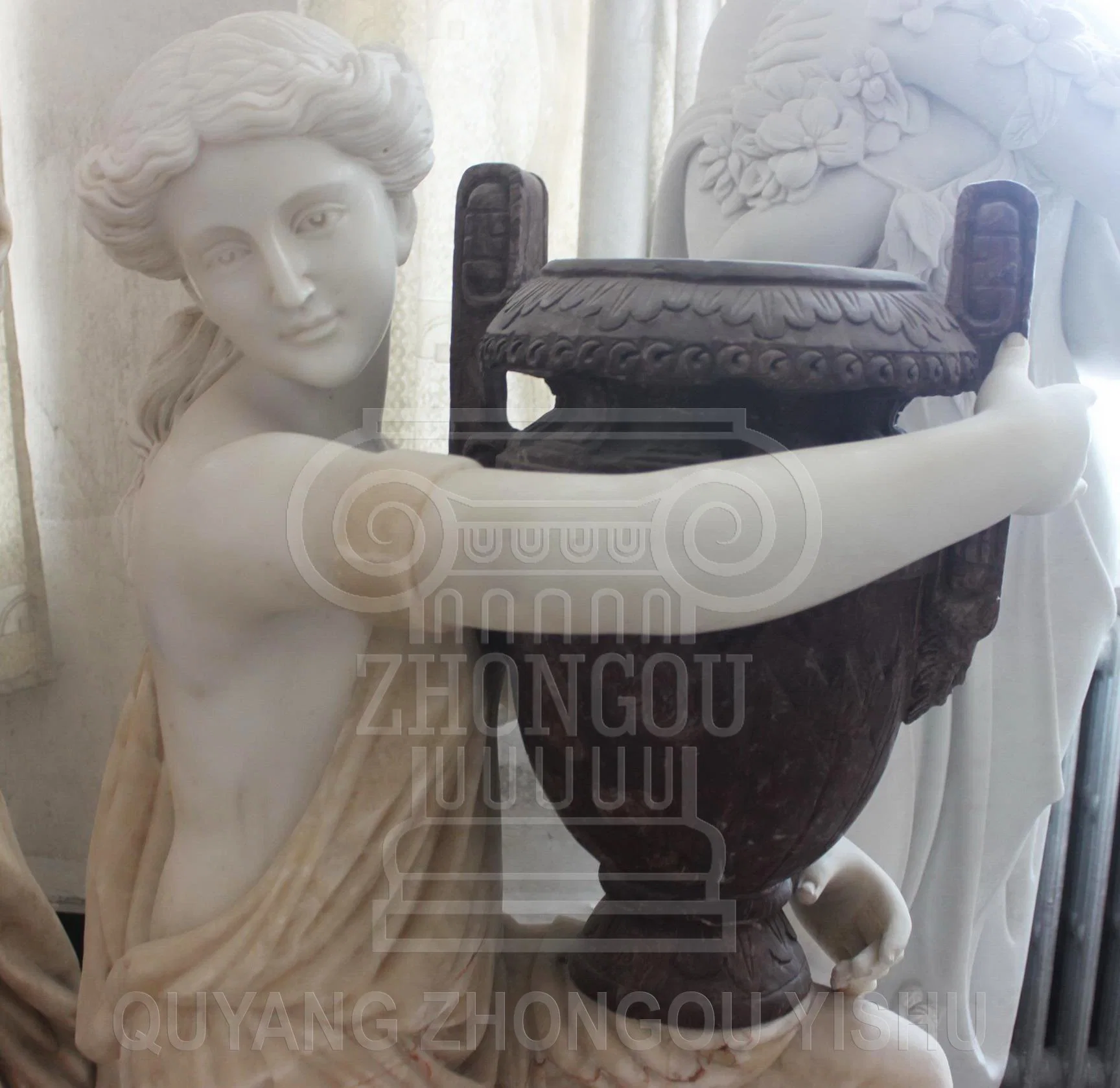 Lady Holding Vase Figure Stone Marble Garden Decoration Statue Sculpture