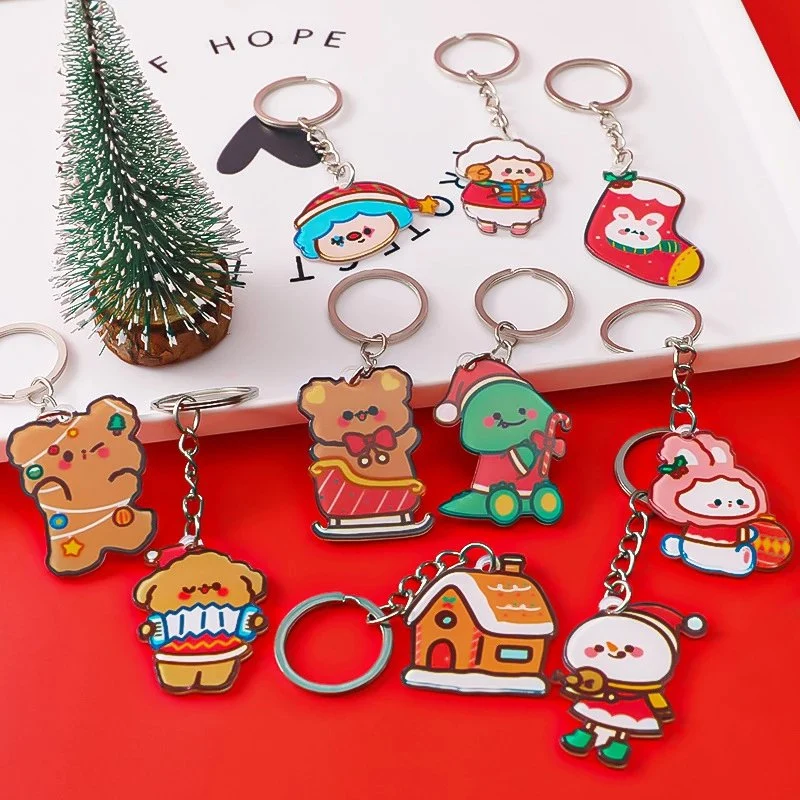 OEM Sound Christmas Hard Enamel Animal Sonw Man Custom Design Personalized Decoration High quality/High cost performance  Fashion Design Keychain Gifts for Kids