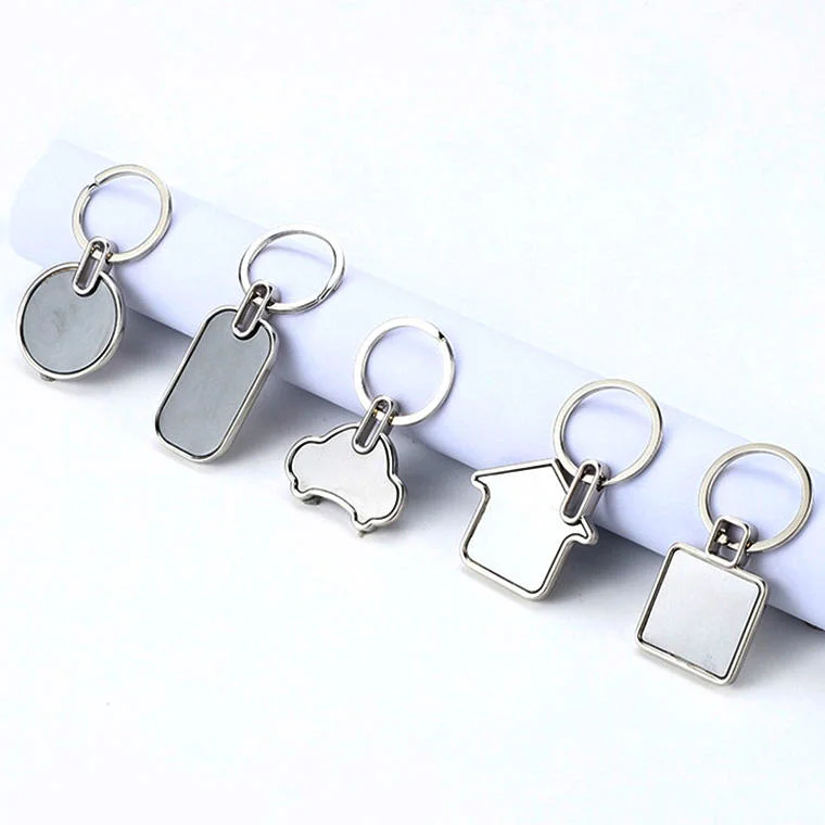 Оптовая конструкция Keyrings брелок Blank Гравюры Plain Custom House Iron Цепочка из окрашенного сплава Металлическая цепочка для рекламных подарков