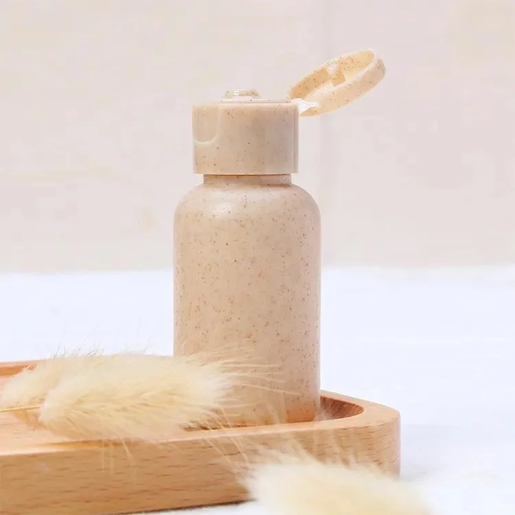 Eco-Friendly Biodegradable 30ml Cosmetic Container Wheat Straw Round Travel Squeeze Lotion Bottle