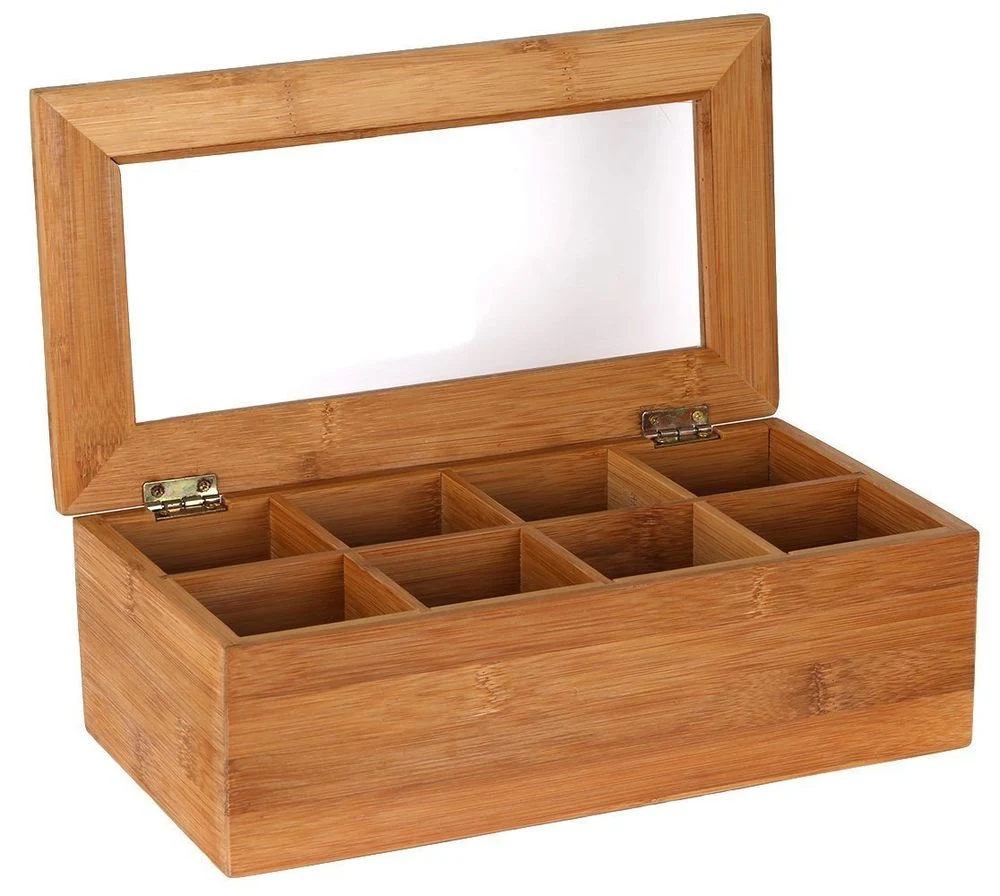 Hot Sale Chest Compartments Tea Bag Packing Organizer Storage Wooden Gift Tea Box