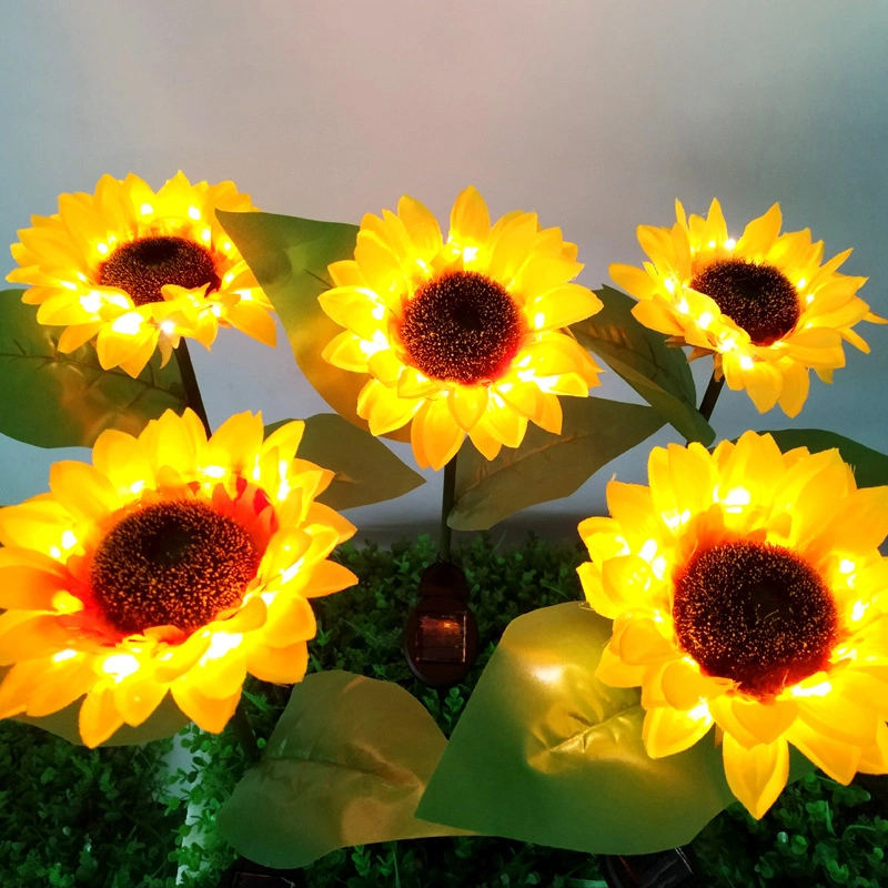 Outdoor Waterproof Standing Lawn Lamp Garden Decoration Lights LED Saving Low Voltage Solar Sunflower Ground Lamp