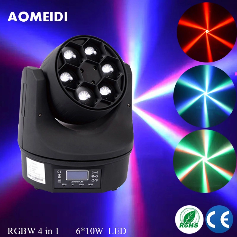 Stage 6PCS 10W LED RGBW 4in1 Bee Eye Moving Head Djlights