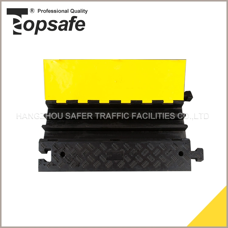 3-Channel Heavy Duty Rubber Cable Protector with Yellow Plastic Lid (S-1130)