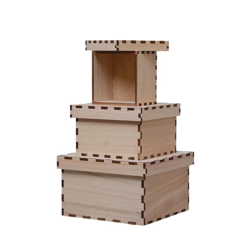Pine Wood Gift Boxes Decorative Wooden Storage Box Set of 3