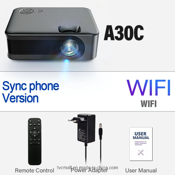 Aun Mini A30 480p Tragbares 2,4G / 5G WiFi-Mobiltelefon AirPlay Miracast Home Theater LED-Videoprojektor - EU-Stecker