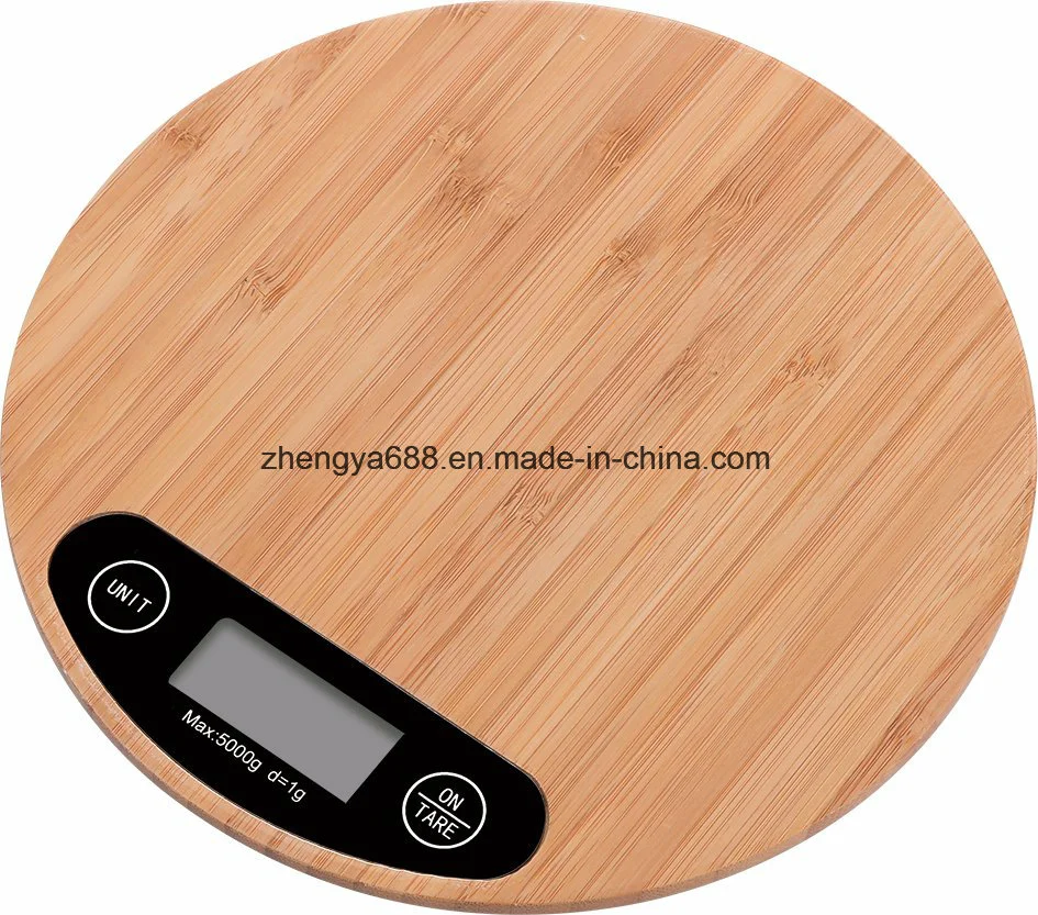 Bamboo Platform Electric Kitchen Weighing Food Scale 5kg/11lbs