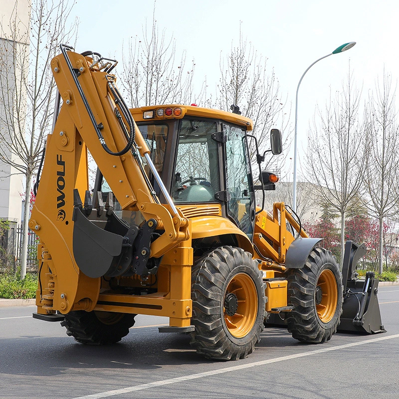 China Wholesale/Suppliers Wolf Jx45h with Front End Loader and Backhoe Bucket ISO/CE 2.5t/Ton Articulated Hydraulic Wheel Loader Price for Mining/Farm/Tractor