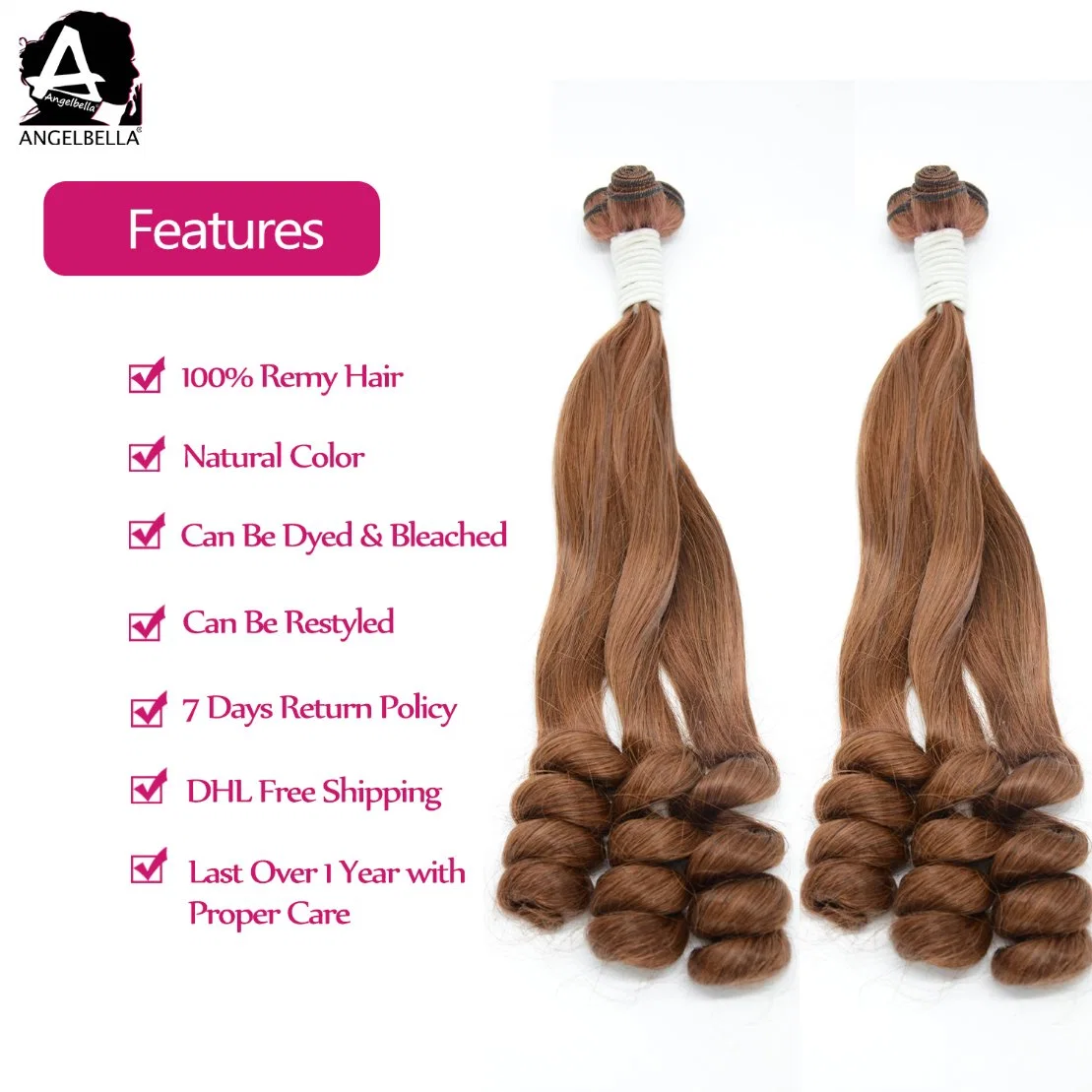 Angelbella Nouveau design Virgin Remy cheveux Bundles Loose Wave Funmi 33# tissage de cheveux