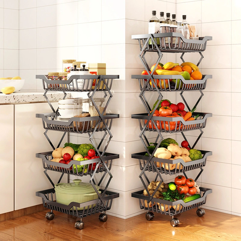 Black White Multi-Functional Multi-Layer Multi-Tier Collapsible Carbon Steel Shelf