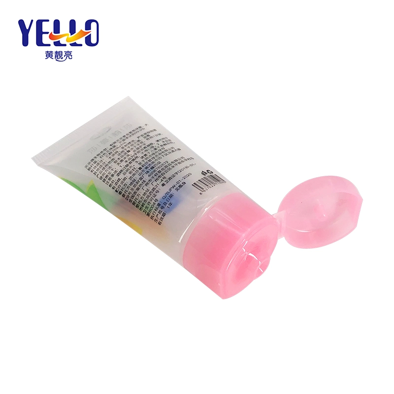 Clear Cream Tube Round Soft Plastic Cosmetic Tube with Pink Flip Top Cap