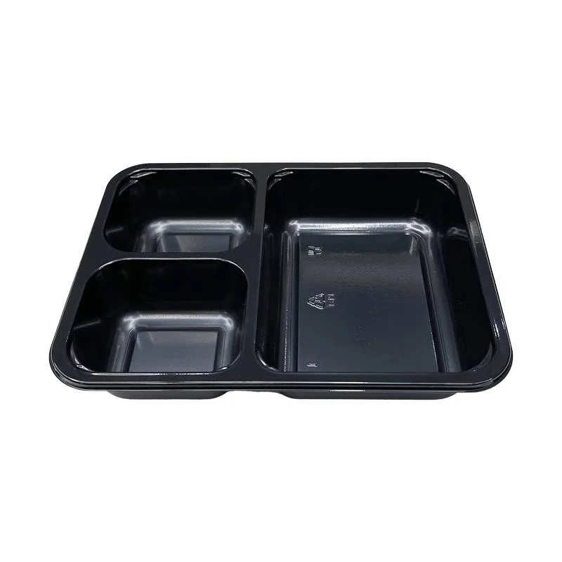 Hsqy Eco-Friendly comida de plástico da bandeja do recipiente de alimentos à prova de vazamento Branco Bandejas Tcpe 1000ml com Pet/Películas de PE