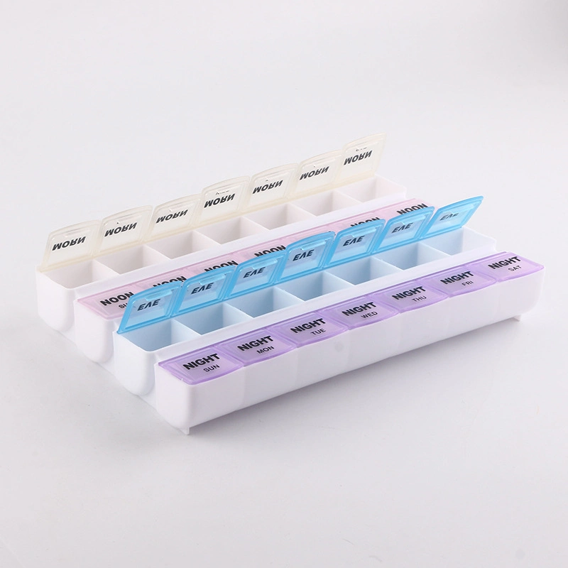 Colorful Portable Plastic 21 Days Weekly Travel Medicine Tablet Pill Vitamin Storage Boxes