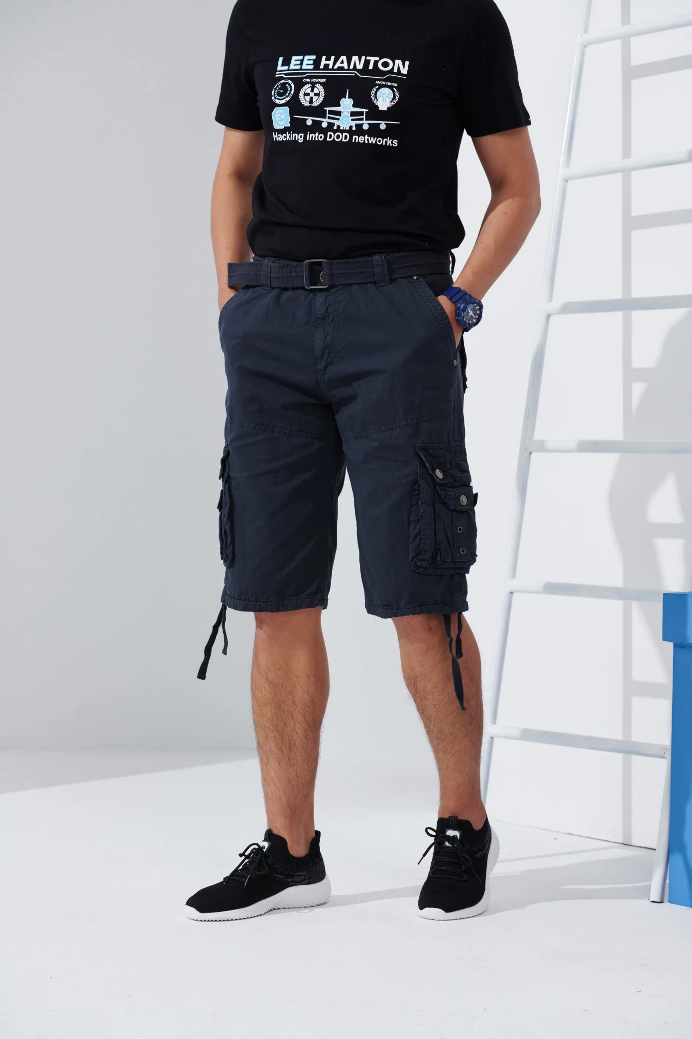 Casual Multi-Pocket Mens Fitness al por mayor de los hombres corto corto corto de carga