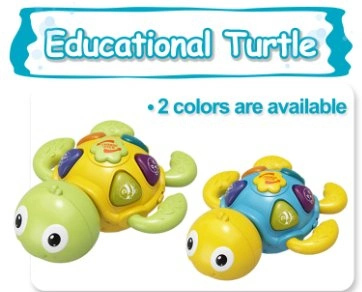 QS Baby Educational Intellectual Battery Operate Toys B/O Turtle Animals Music Player Turtle Toy with Lights and Action Functions