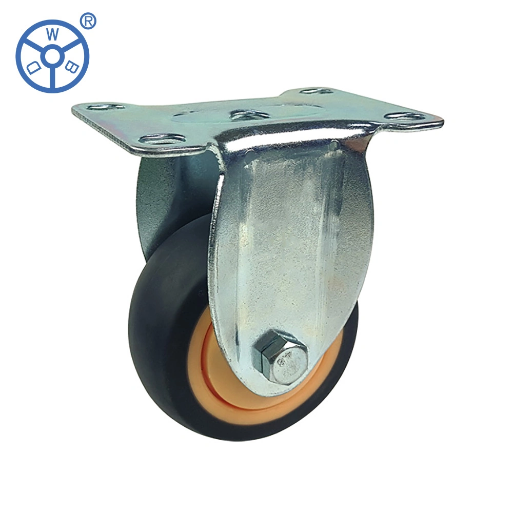 OEM Industrial Swivel Brake Plastic Core TPR Wheel Flat Free Pressed Steel Zinc Plated 3/4/5 Inch Locking Caster