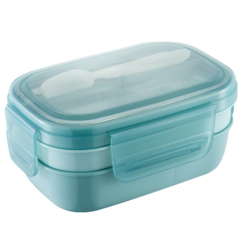 2L Plastic Portable 3 Compartments Lunch Box with Salad Bowl