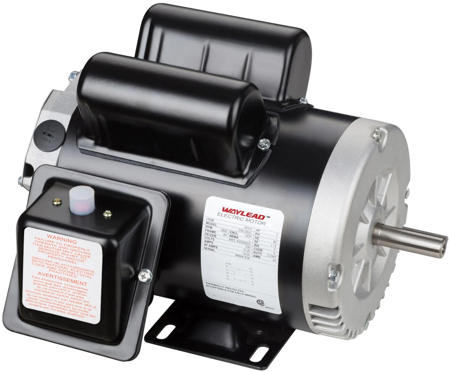 Single Phase Air Compressor Motor with CSA UL Rolled Steel Shell