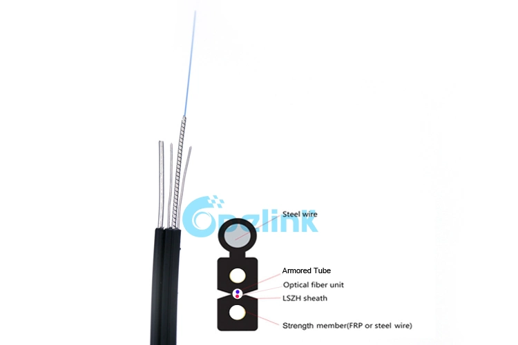 High quality/High cost performance Anti-Mouse Self-Supporting Armored Tube FTTH Drop Fiber Cable