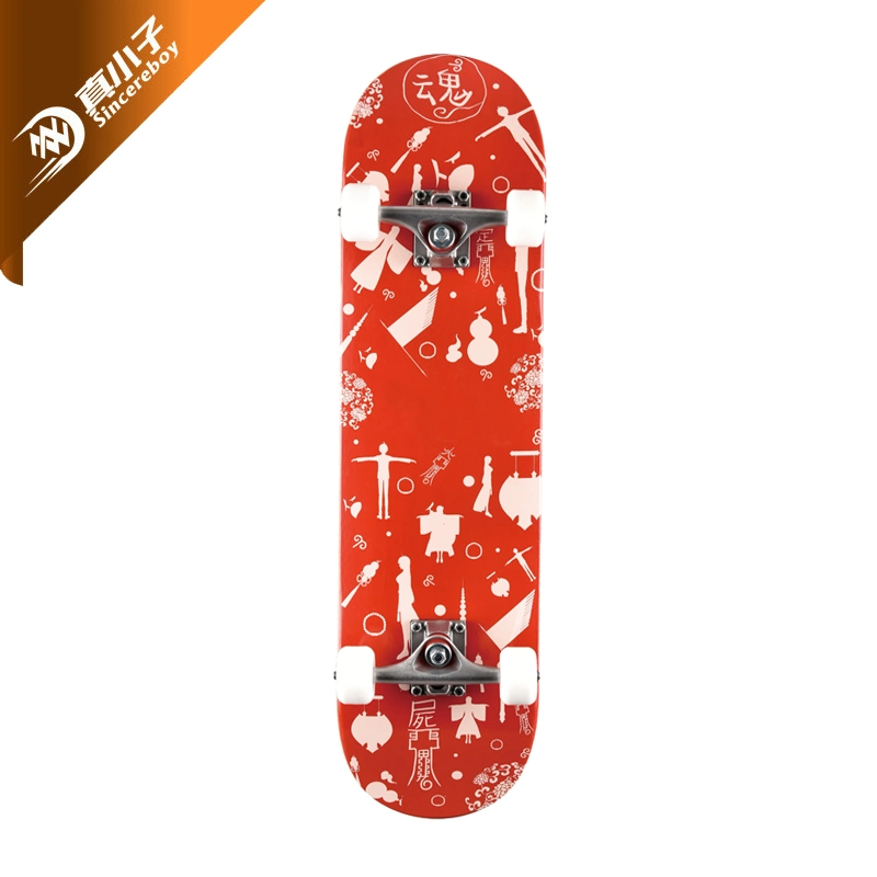 Atacado 7 Ply Maple Wood Skate Board Printed Truck Skateboard com PU.