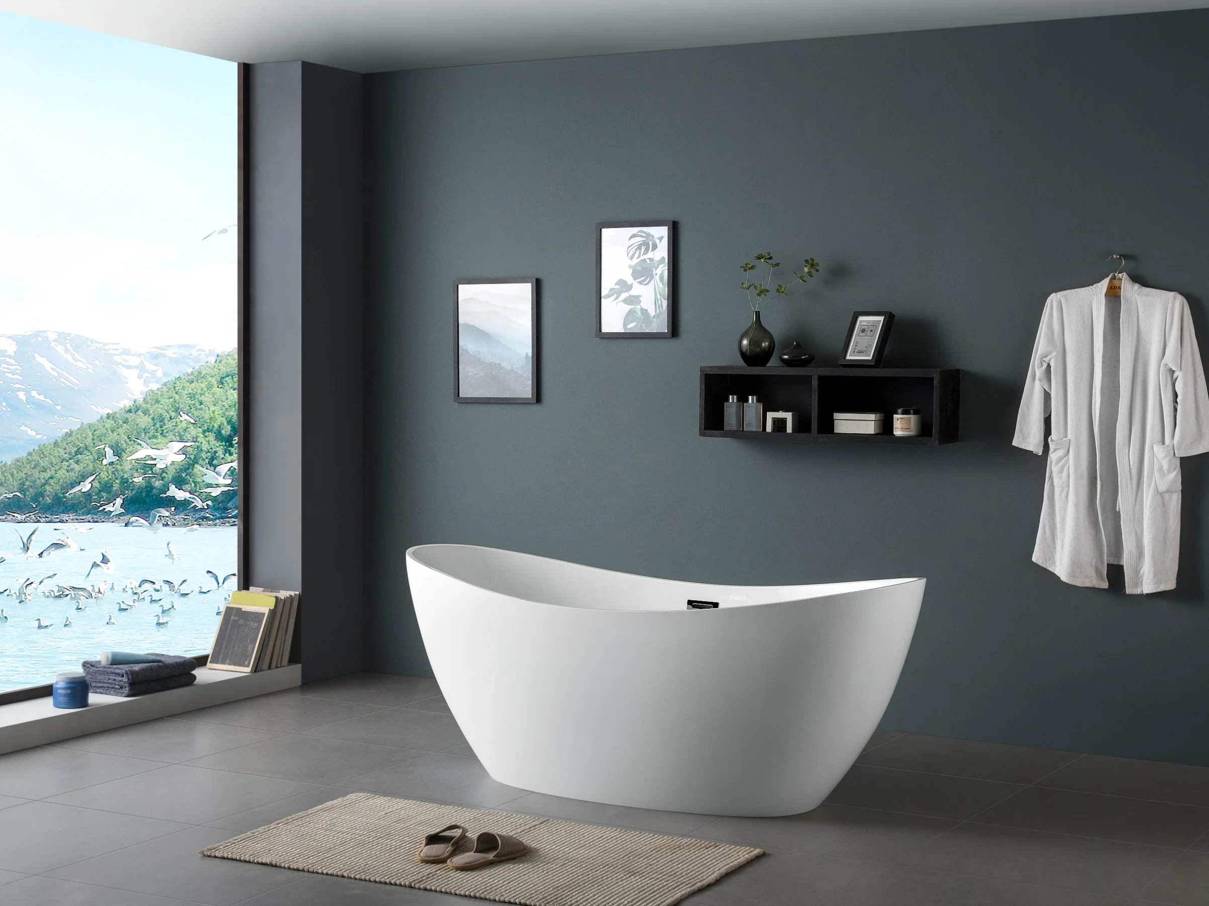 Bathrooms 1500mm/1700mm Double Ended Slipper Morden Freestanding Acrylic Bathtub