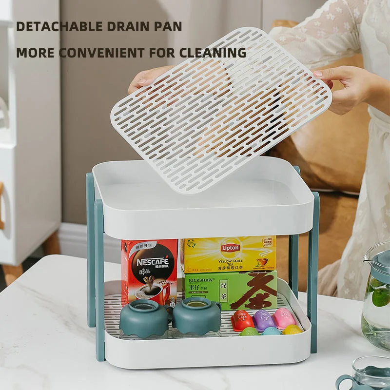 Drainage Double Tray Shelf Disassembled Cup Storage Organizer Cosmetic Kitchen Storage Holders