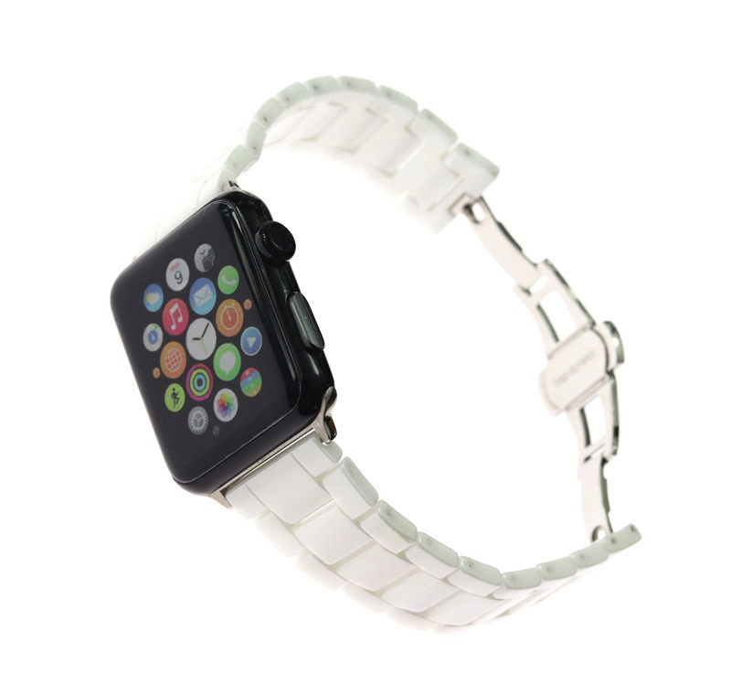 Suitable for Applewatch567 Generation iWatch Watch Three Pearl Black and White Ceramic 22mm Watchband Chain