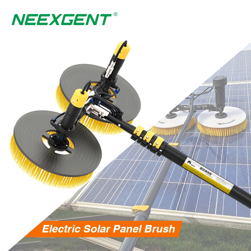 X43 Telescopic Pole Double Head Rotating Solar Panel Cleaning Brush Machine PV Cleaner Tools