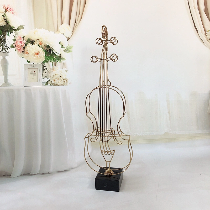 European Creative Home Ornament Hotel Room Decor Handmade Iron Metallic Violin Decoration