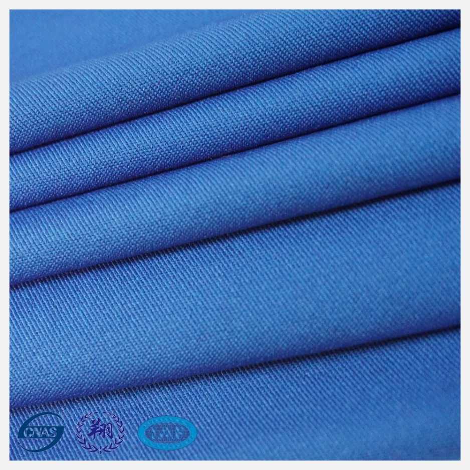 90%Polyester and 10%Spandex Blue Polyester Twill