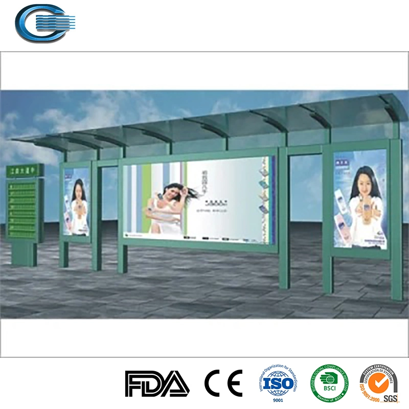 Huasheng Wooden Bus Shelter China Metal Bus Stop Supply Smart Metal Waterproof Bus Shelter Smart Bus Stop Shelter