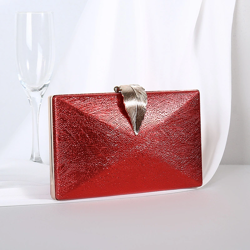 New Factory Direct Sales Women's Bag Dinner Bag Oblique Span Women's Small Bag Banquet Hand Bag Leaf Chain Small Square Bag