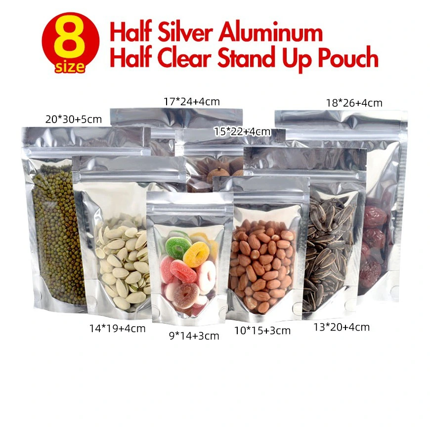 Polyester Film Aluminum Foil Zipper Stand up with Window Packaging Bag