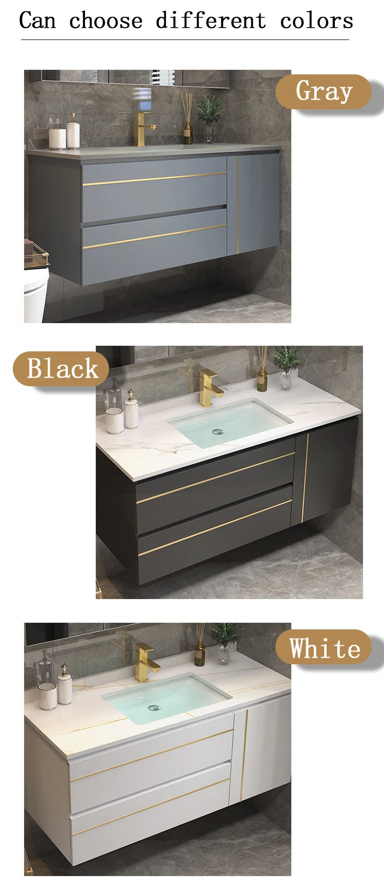 Wash Basin Vanities Marble Bathroom Vanity Stone Cabinets with Mirror