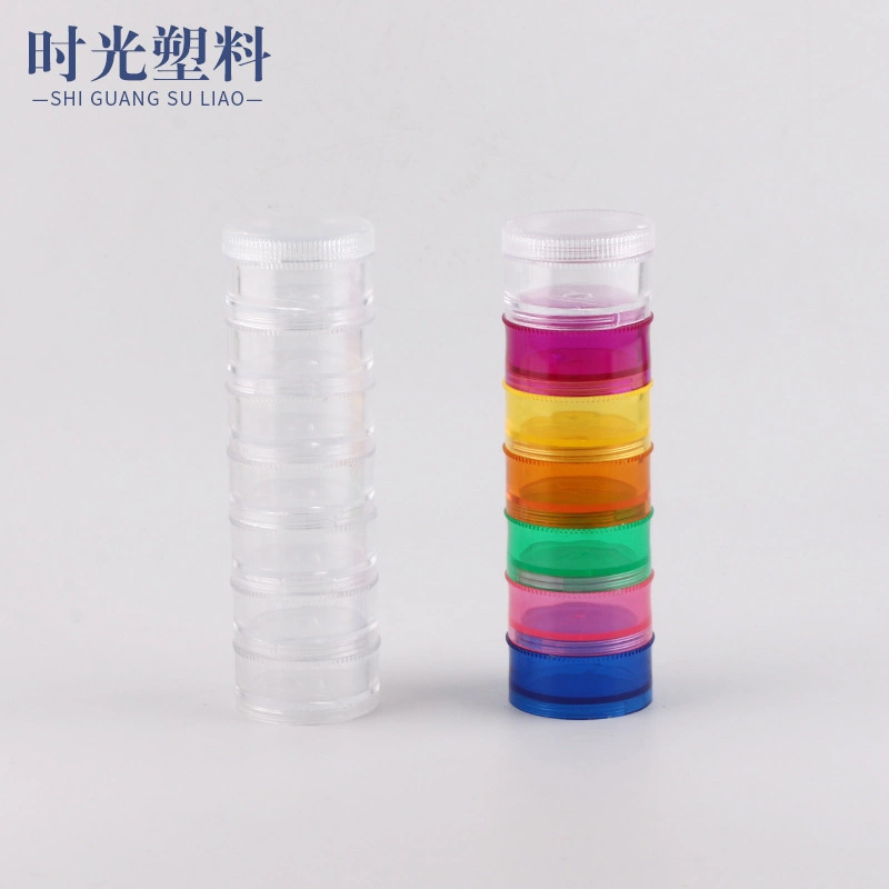 Rainbow Color Weekly 7 Tage Pille Organizer Container 7 Fall Klavier-Schlüssel Schalter Medizin Halter Plastic Pill Box