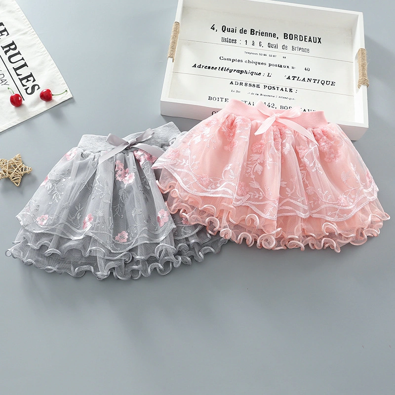 Kids Lace Tutu Skirt Princess Bow Tulle Skirt Little Girls Casual Party Fashion Outfit Esg16560