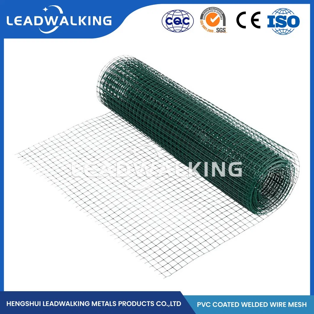 Leadwalking 6X6 Plastic-Coating Metal Welded Wire Mesh Manufacturers OEM Custom PVC Coated Welded Wire Mesh China 4X4 Inch PVC Coated Welded Wire Mesh