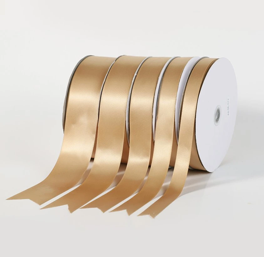 Wholesale/Supplier Champagne Gold Color Satin Ribbon Flowers Packaging Ribbon Bow