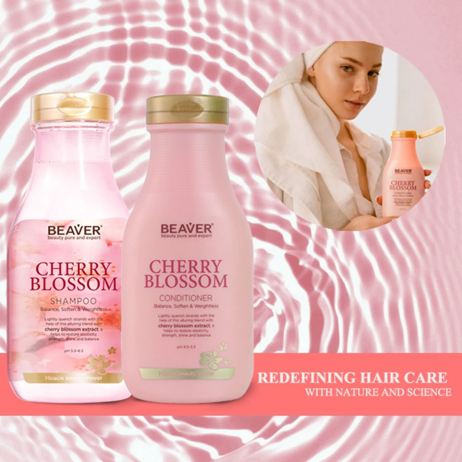 Beaver Oil Control nourriture nourriture cerise Blossom shampooing et conditionneur de cheveux