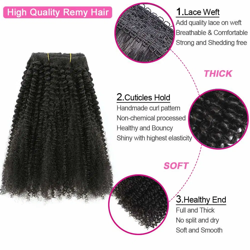 Kbeth Synthetic Clip in on Wrap Around Ponytail Hair Extensions for Women Yaki Kinky Curly Human Hair Weft From Chinese Factory