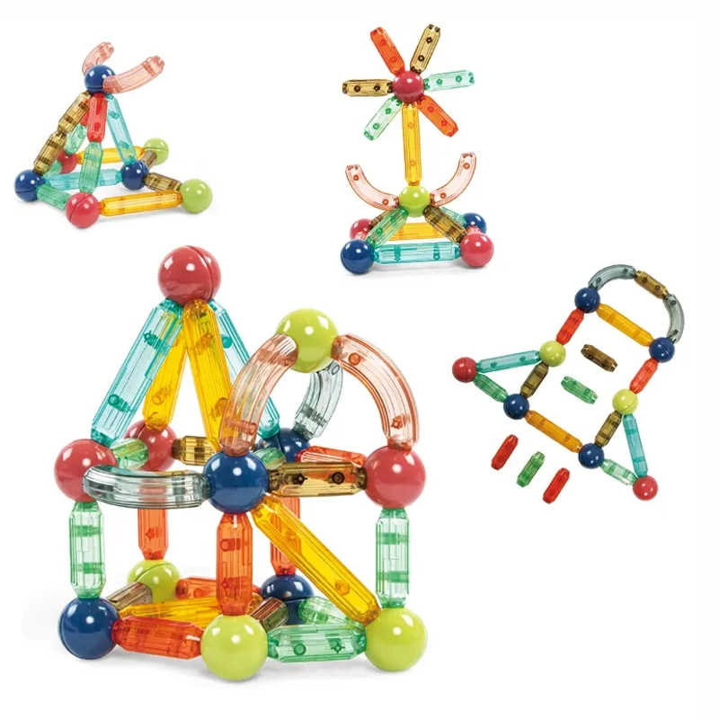 2023 New Kids Educational Assembly 3D Magnetic Sticks Bar Magnetic Ball Building Blocks Model Puzzle Magnet Blocks