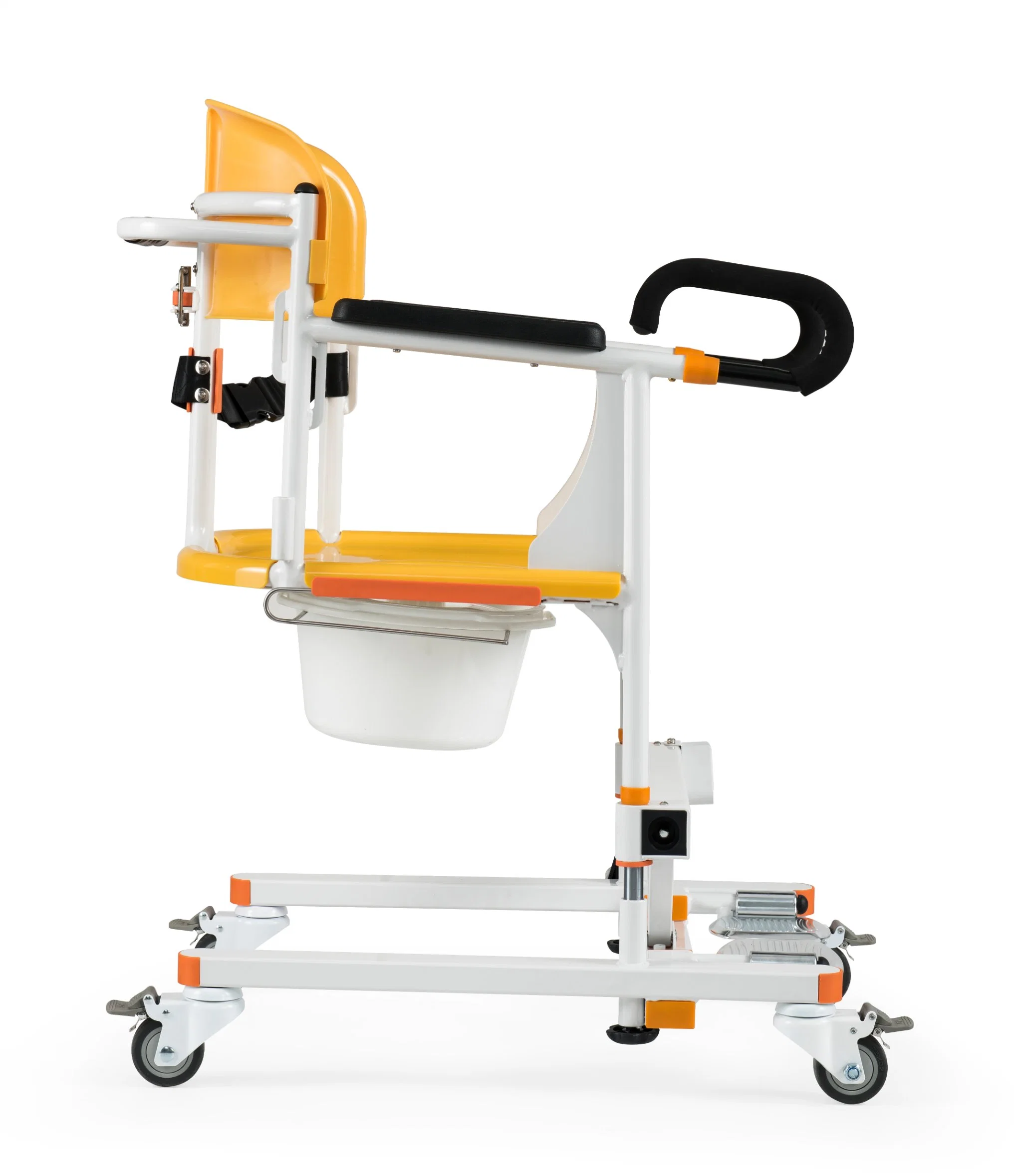 Chaise de transfert manuelle pour patients avec roues, dispositif médical de déplacement avec toilettes pour personnes handicapées âgées