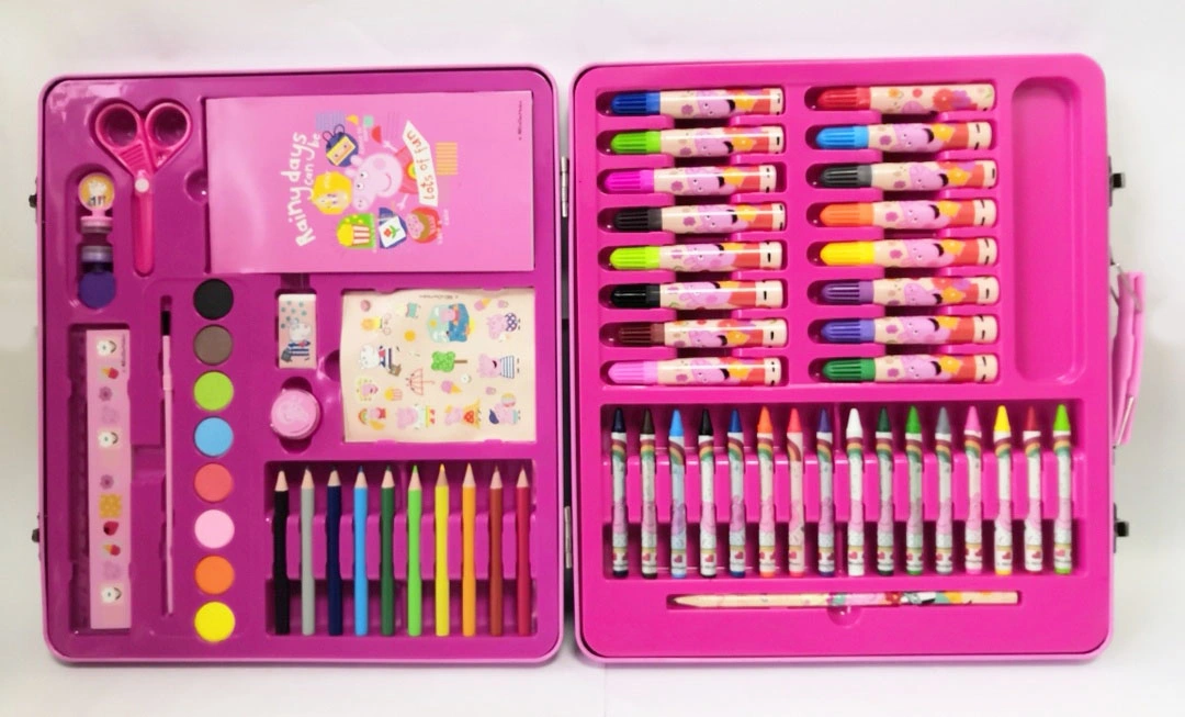 Diseños de Cartoon de Fama con licencia Tin Box 60 PCS Coloring Set Pintura creativa de aluminio para niños Regalo