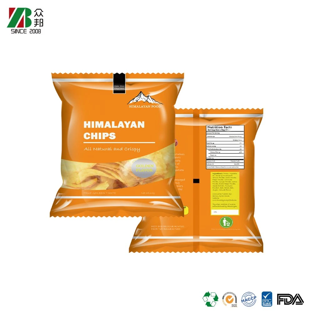 Custom Laminated Aluminum Potato Chips Sachet Automatic Packaging Composite Poly Roll Film