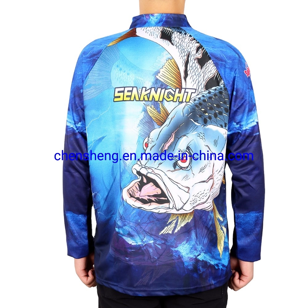 Fishing Clothes Custom UV Protection Heat Transfer Long Sleeve Fish T Shirt for Sea Boat Sailing Beach