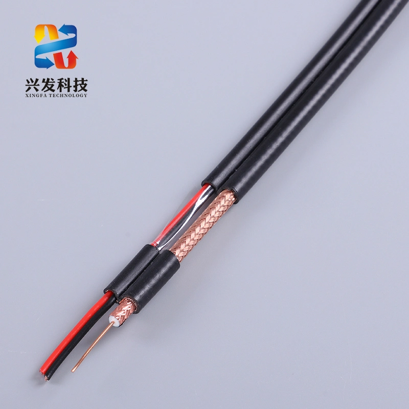 Suministro de la fábrica de alta calidad siameses 75ohmios Cable Coaxial Cable CCTV Cable de la cámara RG59 Cable de comunicación con cable de alimentación OEM