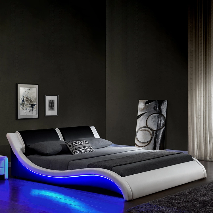 Willsoon China Atacado moderno Design LED Cama de casal / king size Com camas estofadas em forma de S.