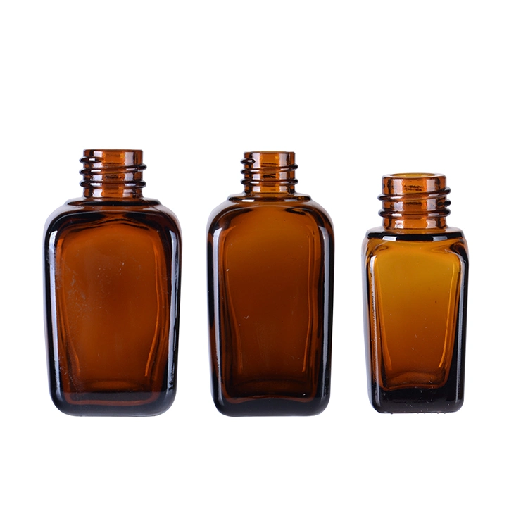 Pharmaceutical Rectangular Flat Amber Glass Bottles