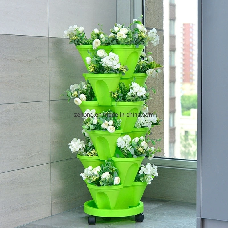 Stacking Tower Pot Hydroponic Growing Plastic Flower Pots for Plant