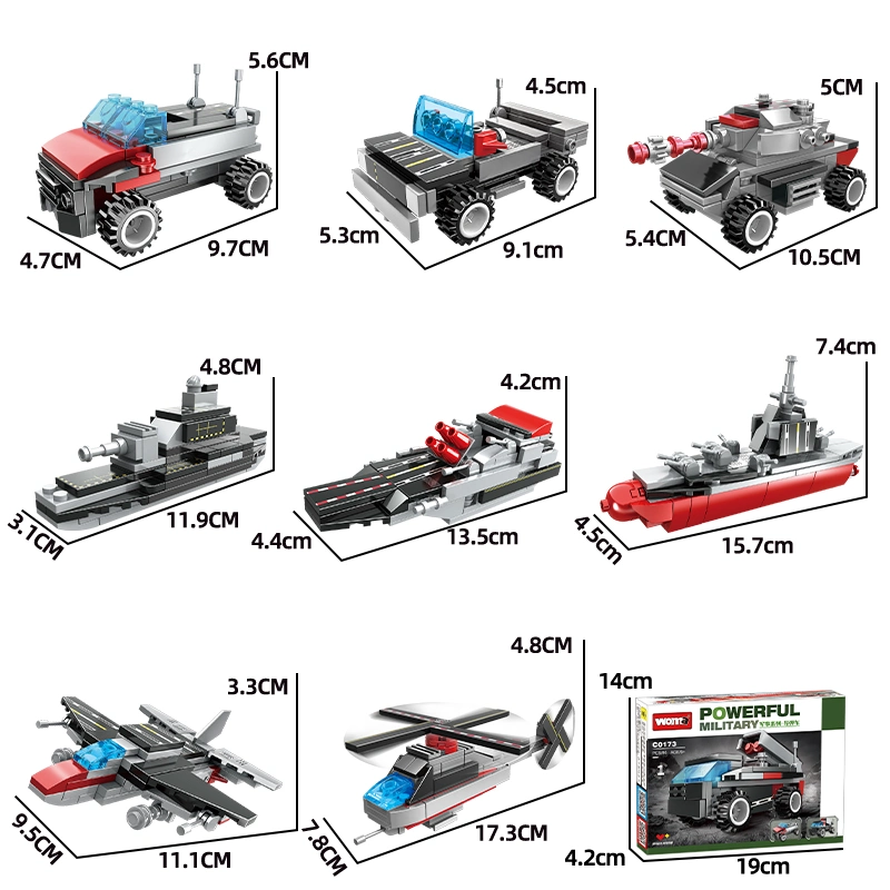 WOMA Toy C0173 Flugzeugträger Modell 8 in 1 Schlachtschiff Kriegsflotte Schiff Schlacht Schiffe Verwandeln Auto Hubschrauber Bausteine Ziegelset Plastikspielzeug